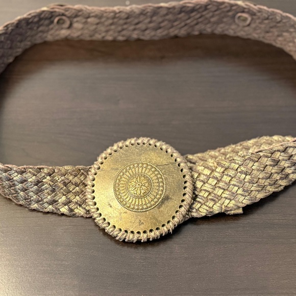 Vintage Boho Wide Stretch Belt Gold Medallion Disc Braided Waist Belt Statement - Picture 3 of 8
